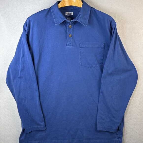 Duluth Trading Polo Shirt Mens L Blue Longtail T Long Sleeve Outdoors Workwear - Picture 2 of 12